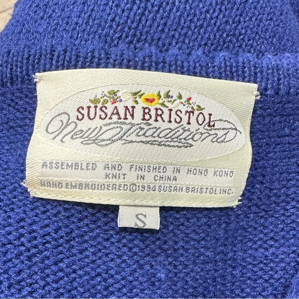 Susan Bristol Navy Cardigan with Floral Embroidered Accents - Picture 2 of 6